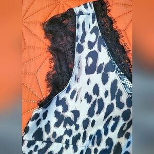Leopard Print Lace Trim Top